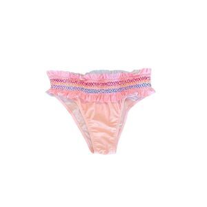 Pink ruffle high rise bibbed bikini bottoms medium
